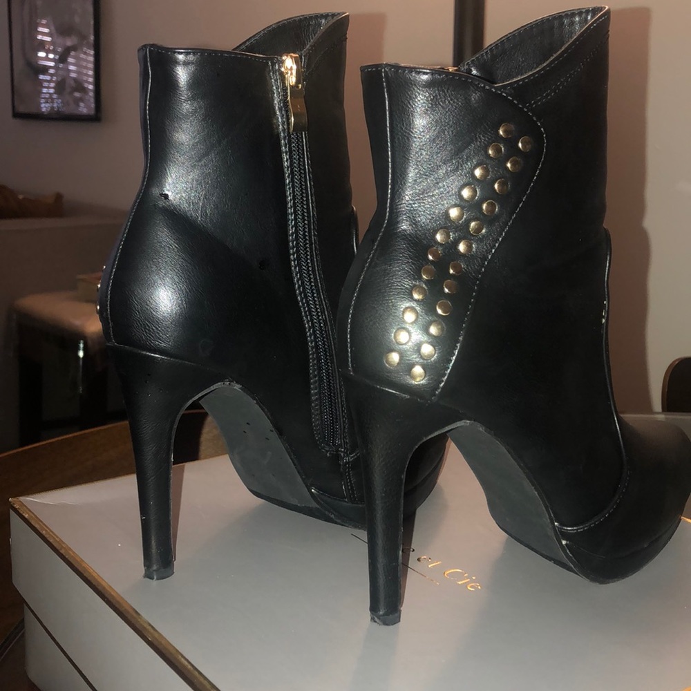 Gold Rhinestone Black Bootie - Picture 3 of 9